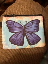Here Is An Adorable Mini Versatile Mini Zippered “Blue Butterfly” Money Pouch