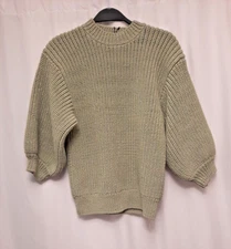 Women's Bubble Sleeve Crewneck Sweater - Future Collective Light Green S NWT