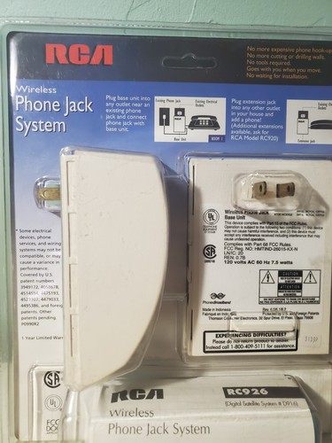 RCA Wireless Phone Jack System RC926 Instantly Turn Any Outlet Into A Jack NEW - 第 5/7 張圖片