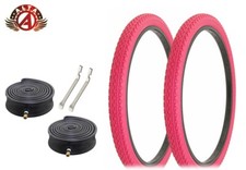 ALTA BICYCLE WIRE BEAD CRUISER TIRES 26 x 2.125 PINK HEAVY DUTY DIAMOND 6pc SET.