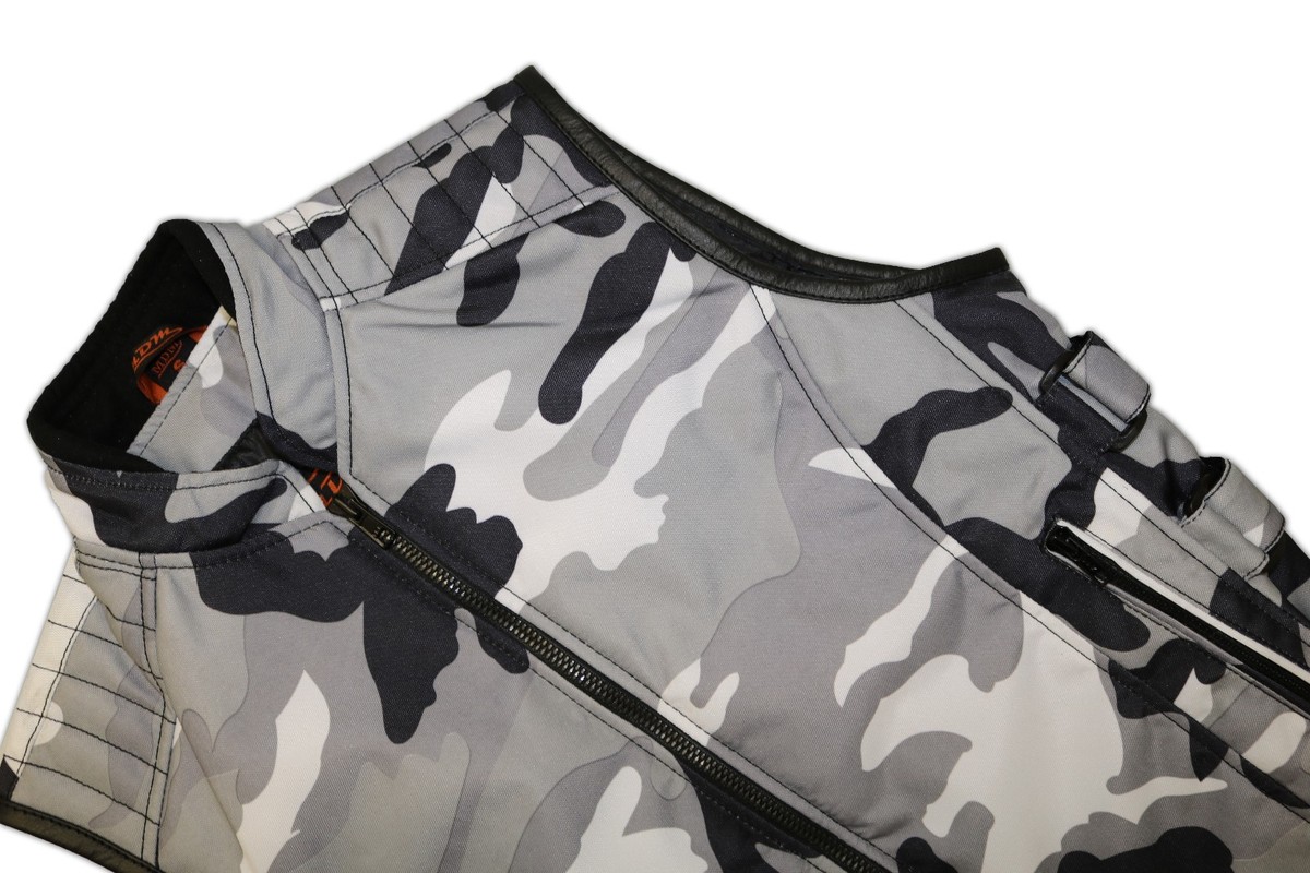 Veste Moto Cuir Camouflage Homme - Cuir Vachette Véritable - Poches Cachées - Extensible