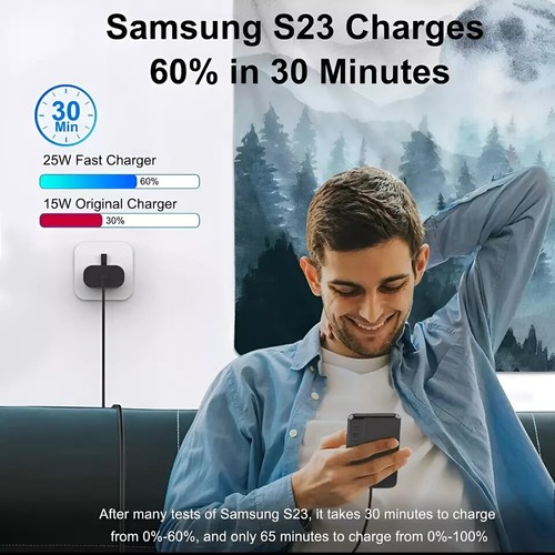 Genuine 25W Super Fast Charger Adapter Plug & Cable For Samsung Galaxy Phones UK - Picture 3 of 22