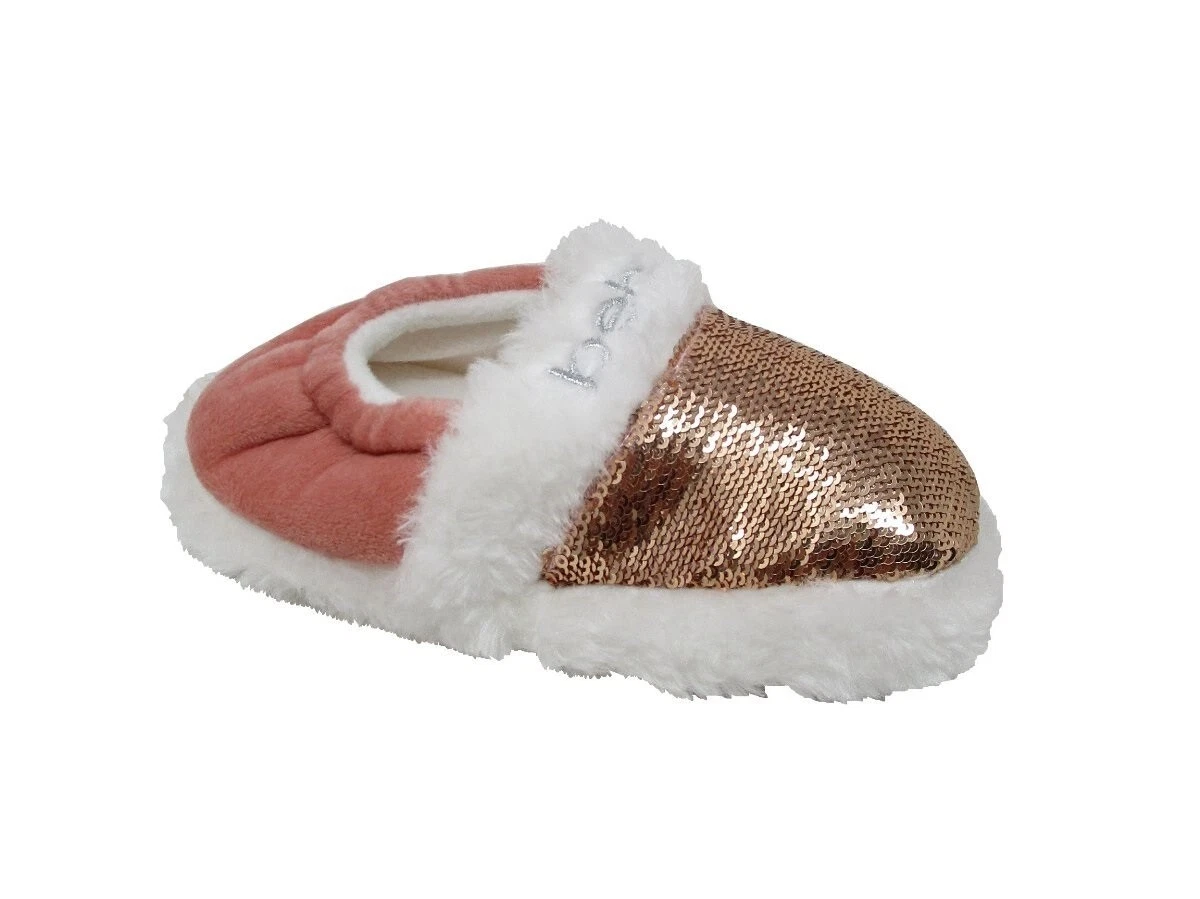 Rose gold sequin slippers sales