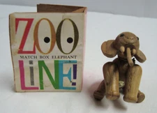 Zoo Line Miniature 2" Wooden Articulated Elephant Jointed Figurine Vintage