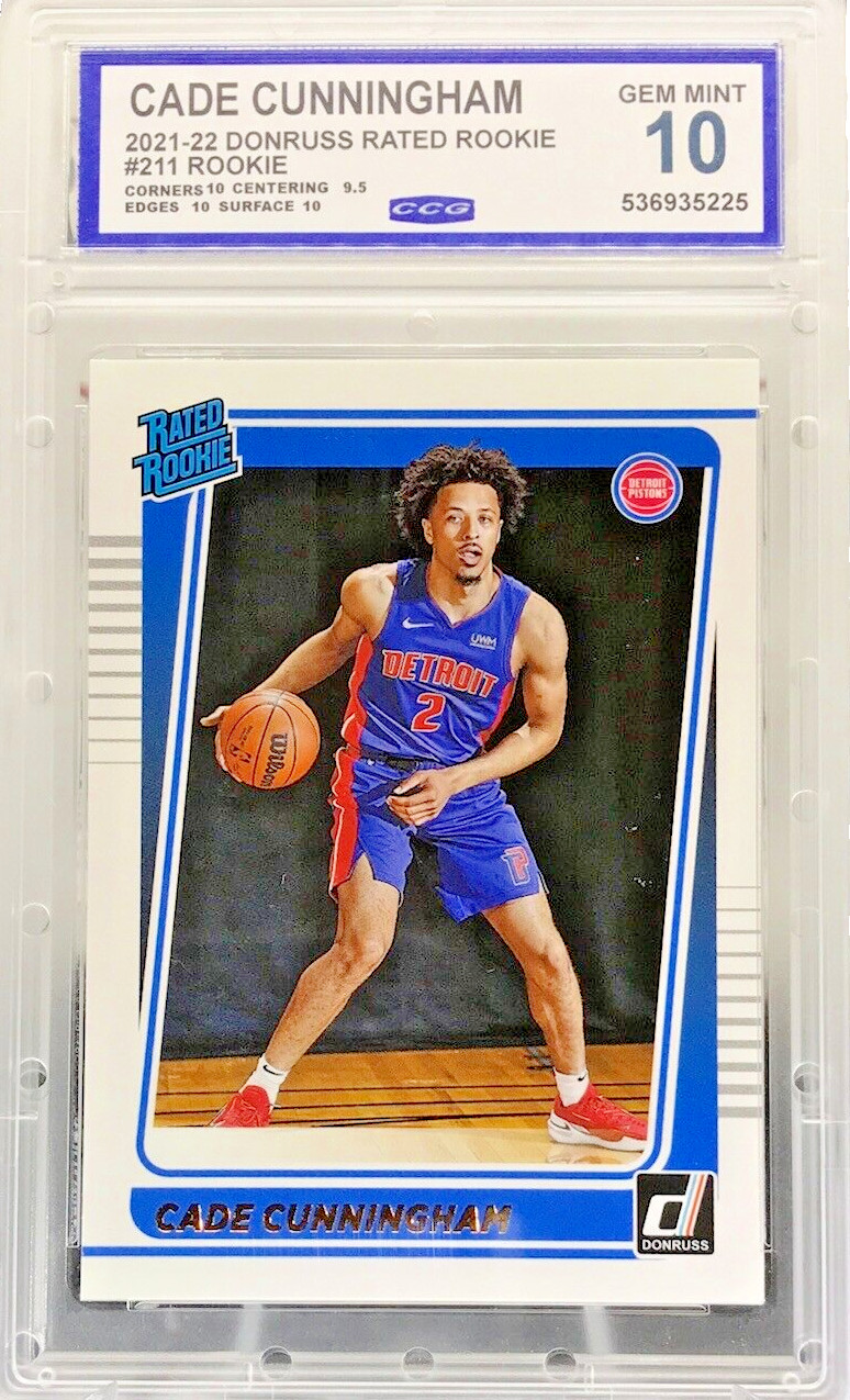 2021-22 Panini Donruss Cade Cunningham Gem Mint 10 Rated Rookie #211 Pistons J6