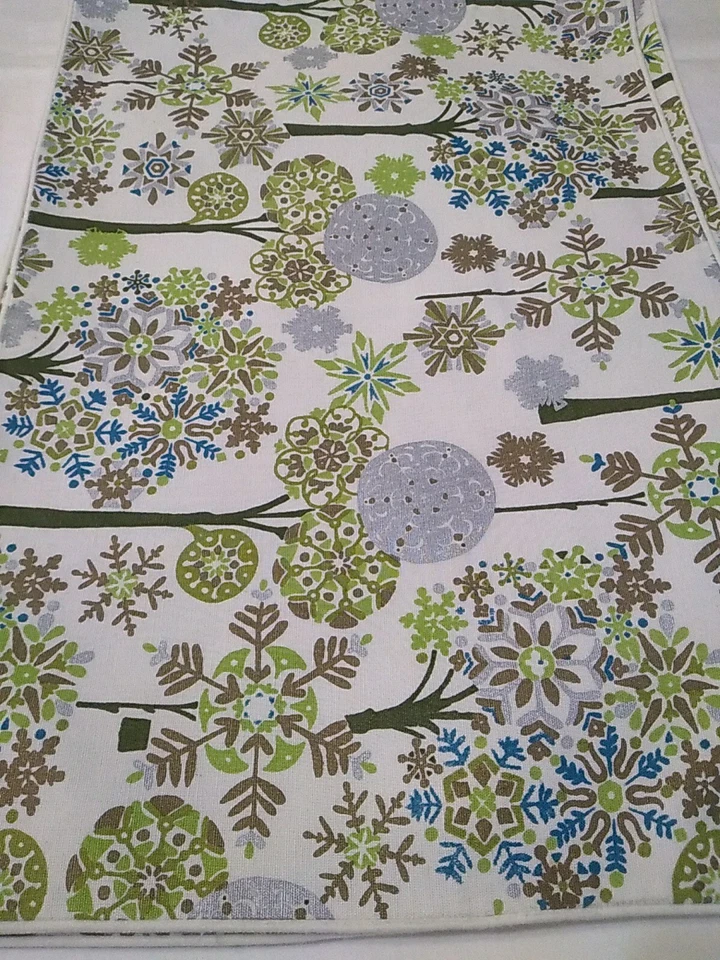 POTTERY BARN TISCHSETS 6ER SET BEIGE SCHNEEFLOCKEN DRUCKE 