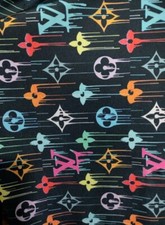 1 yard pre owned used fabric print spandex 4 way stretch