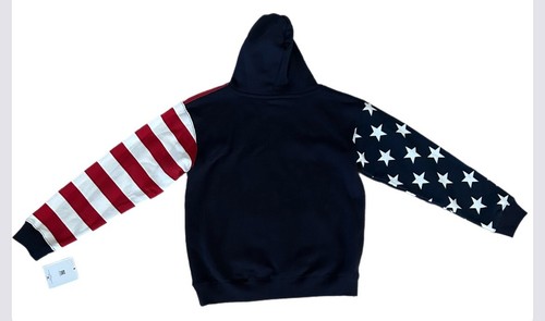 US Vintage Kids Flag Pullover Hoodie Patriot Kangaroo Pocket Long Sleeve Youth L - Picture 4 of 6