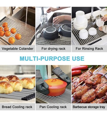 Dish Drying Rack 17.6  x 16 , Over Sink Roll Up Large Dish Drainers Sink
