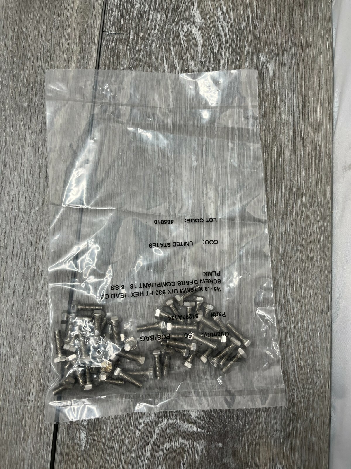 100pc McMasterCarr M5 0.8 x 16mm FT Hex Head Cap Screws DIN 933 188