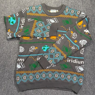 Roody Sweater Mens Extra Large Grey Iridium Outer Space Pullover Rib Hem Cuffs