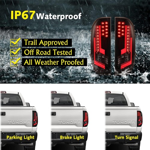 Black Smoke LED DRL Tail Lights PAIR For 2014 2021 Toyota Tundra Rear black-smoke-led-drl-tail-lights-pair-for-2014-2021-toyota-tundra-rear