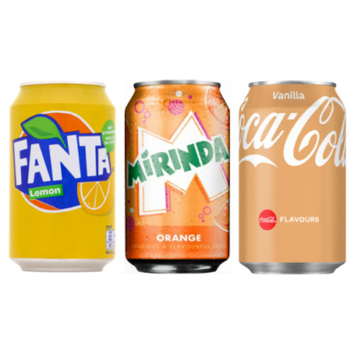 Getränke Mixpaket 72 Dosen ( Fanta Lemon, Mirinda Orange, Coca Cola Vanilla )