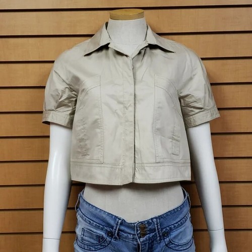Zara Beige Cropped Short Sleeve Jacket 