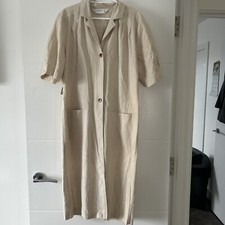 Vintage Marks And Spencer’s Beige Linen Style Dress Size 12