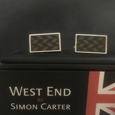 West End Simon Carter Cuff Links. Brown & Black Chevron. New in Box