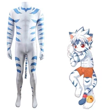 Blue Tiger Jumpsuit Carnival Bodysuit Halloween Cosplay Adult Kids