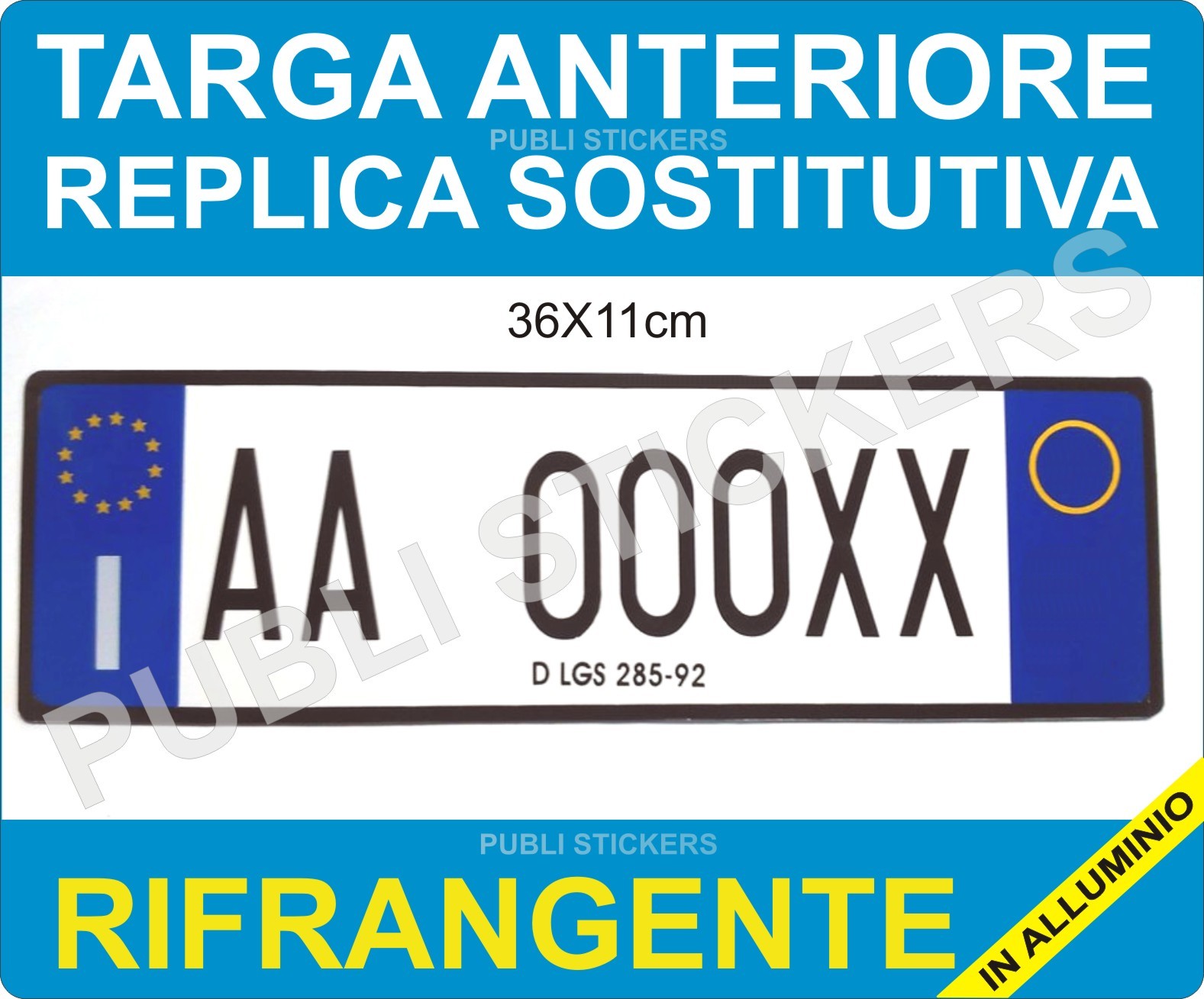TARGA AUTO REPLICA SOSTITUTIVA ANTERIORE IN ALLUMINIO ART. 102 D.LGS