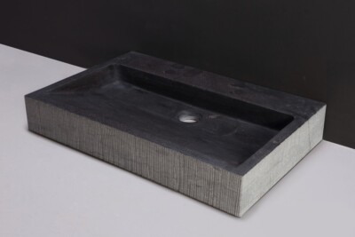 Waschbecken Naturstein PALERMO 60 cm x 40 cm Bluestone ohne Hahnloch