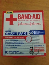 J & J Band-Aid First Aid Gauze Pads 2 x 2,  Box of 10