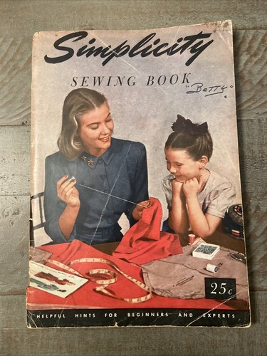 Vintage 1949 Simplicity SEWING BOOK Sew Zipper Lace Fabric Buttons 88 pg Fashion - 第 1/8 張圖片