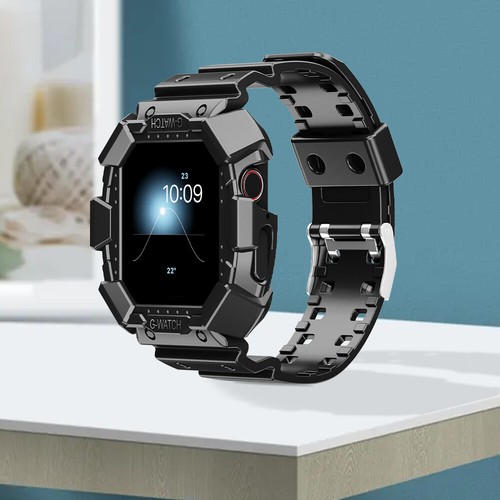 Designed for Apple Watch Series 9/8/7/6/5/4/3/2/Se,Rugged Case with Strap Bands - Picture 12 of 31
