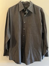 Arrow Mens Dress Shirt Wrinkle Free Charcoal Gray Size L Button Down Long Sleeve