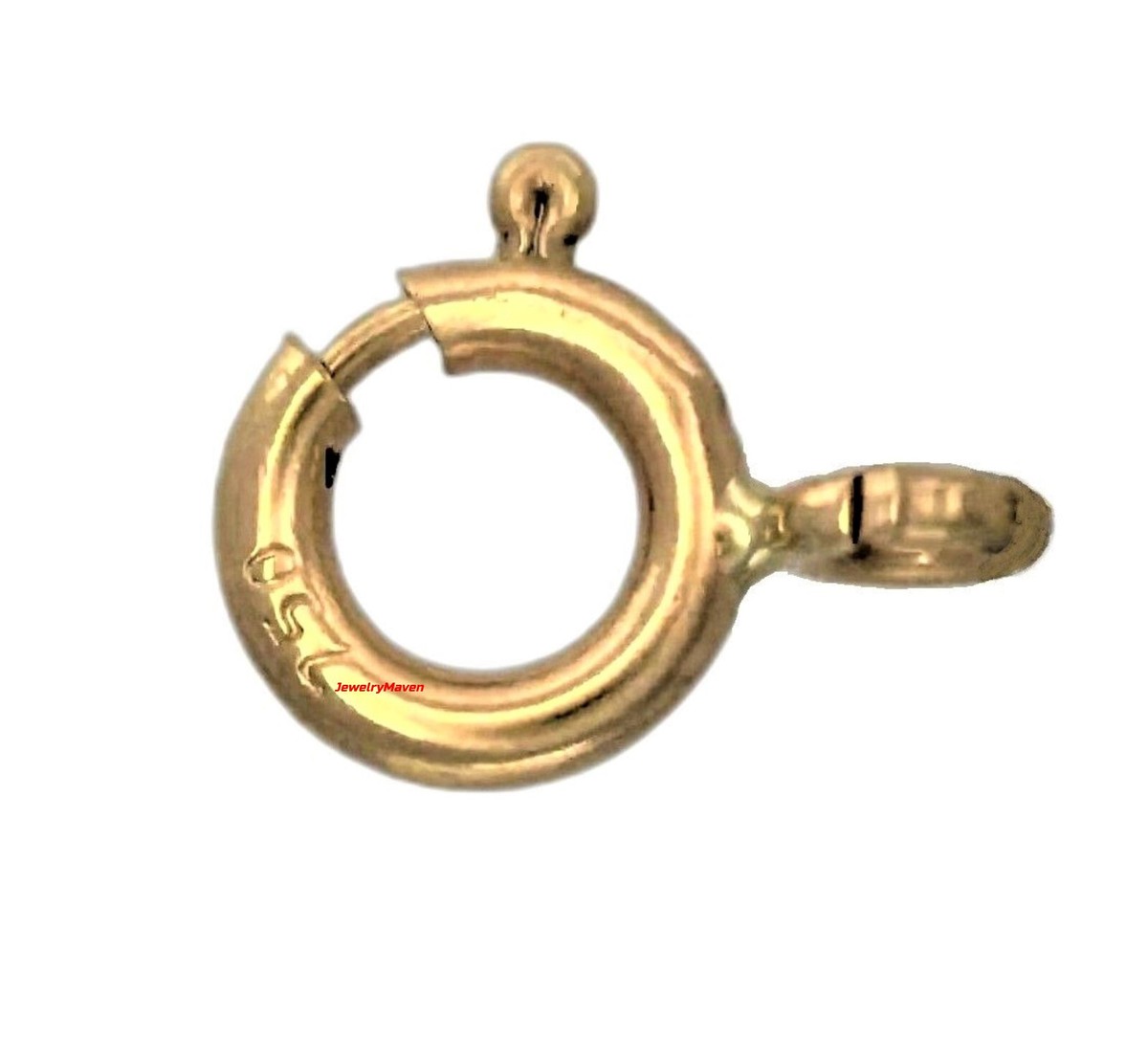 7mm 18k PREMIUM WEIGHT Solid Yellow Gold Heavy Spring Ring Clasp OPEN Jump  Italy