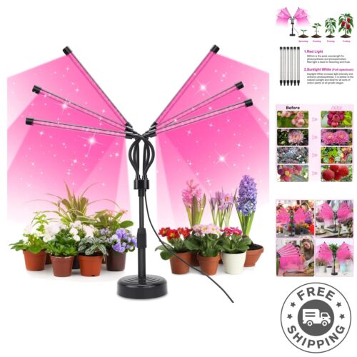 Six-Head Full Spectrum LED Grow Lights with Adjustable Gooseneck for Plants