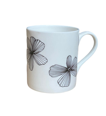 Jinny Ngui Bone China Floral Kaffee Tee Becher weiß schwarz Blumen handdekoriert