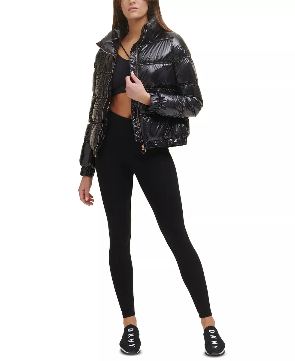 DKNY Sport Women s Size M Black Funnel Neck Front Zipper Puffer Jacket