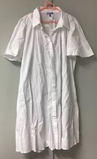 Eien Women’s Dress  Plus Size 1XL Short Sleeve White Collared Cotton Button New