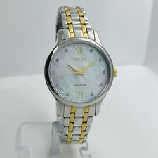 Citizen Eco-Drive Women's Diamond Mother of Pearl Dial Two Tone Watch EM0894-50D