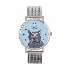 Toff London TLWS-31827 Ladies Blue British Shorthair Cat Head Watch