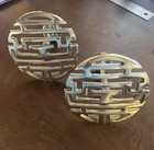 Pair Solid Brass Curtain Tie Backs w/Asian Symbol