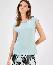 Kasper Women's Top Petite PM Beaded-Trim Extended-Shoulder Top,