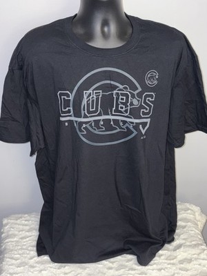 CHICAGO CUBS MLB MAJESTIC SHORT SLEEVE PLATINUM BLACK TEE SHIRT MENS LARGE NWOT