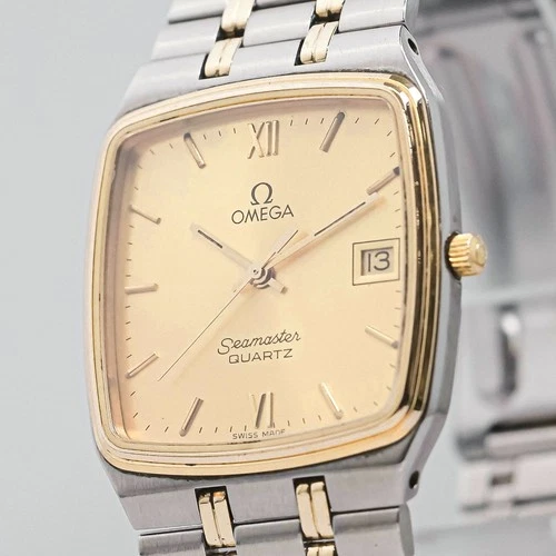 Vintage 1984 **NEAR MINT** OMEGA Seamaster Cal.1430 Quartz Gold Roman 29mm Men's
