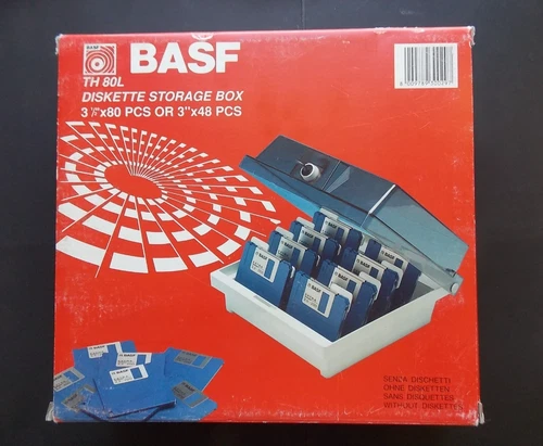 NEU DISKETTEN ARCHIVBOX 3,5" X 80 STCK BASF + 40 EMTEC 2HD