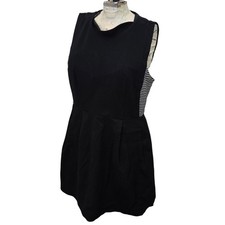 Madewell Black Sleeveless Fit Flare Dress Shift Striped Sides 10 Stretch Pockets
