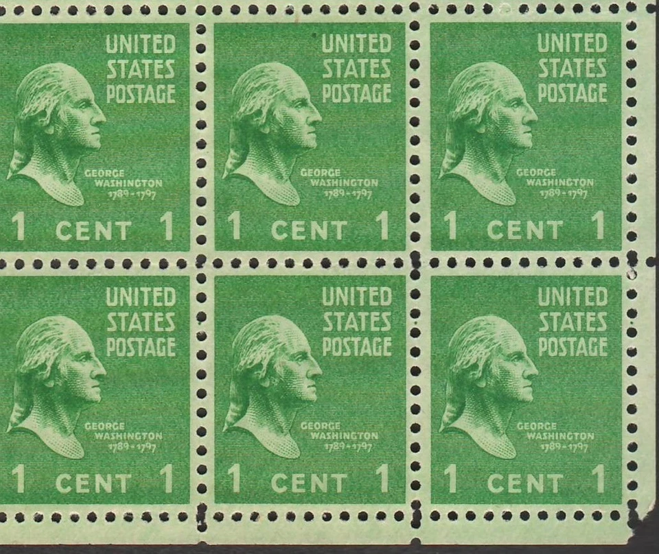 USA #804 - 1938 Full Sheet of 100 Stamps Pl 23746 "George Washington" 1¢ VF MNH* - Image 4 of 4