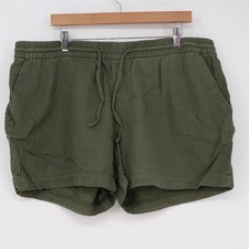 Old Navy Womens XL Olive Green Linen Blend Drawstring Elastic Waist Shorts XL