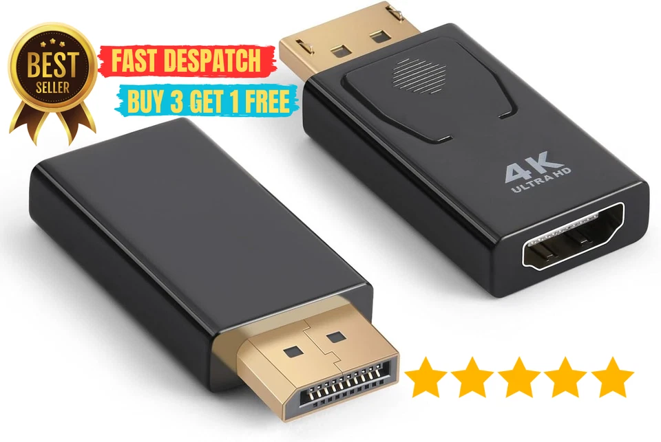 2x Display Port DP Stecker auf HDMI Buchse Adapter Konverter für 4K HD 1080P HDTV PC