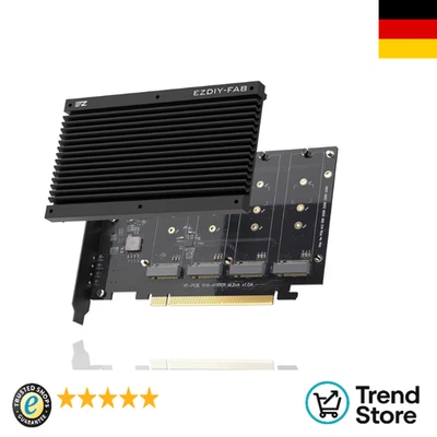 EZDIY-FAB PCIe 4.0 X16 Erweiterungskarte | 4x M.2 SSD Kühlung | RAID-on-CPU