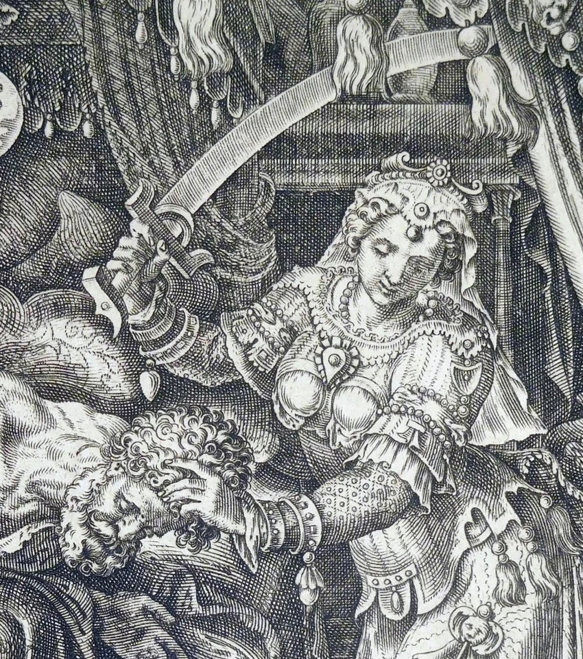 Kupferstich, Judith und Holofernes, M. van Heemskerck(/ P. Galle, 1564, N H 212 - Bild 3 von 4