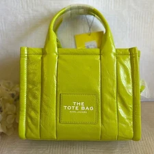 NEW Marc Jacobs The Shiny Crinkle Micro Tote Bag Crossbody Purse Acid Lime