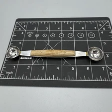 Vintage Germany Dual Ended Stainless Steel Melon Baller Wood Handle 6.5" L