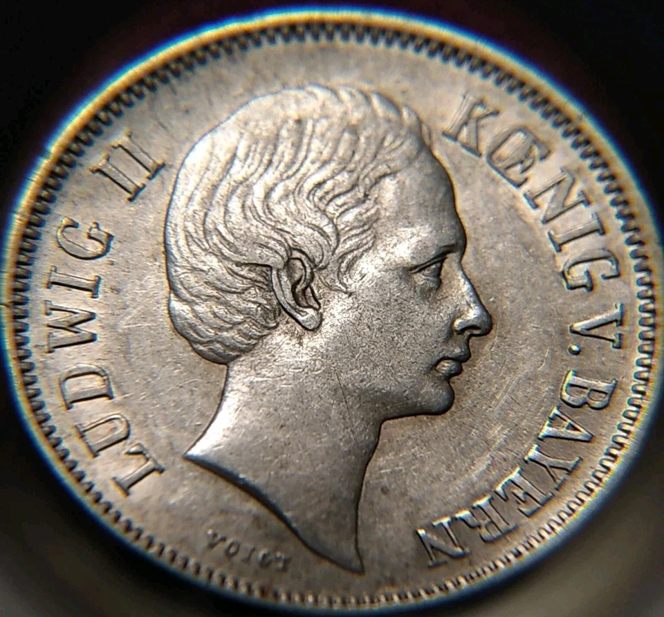 4665) Bayern Ludwig 1/2 Gulden 1865 in VZ+ / UNC - Bild 1 von 4