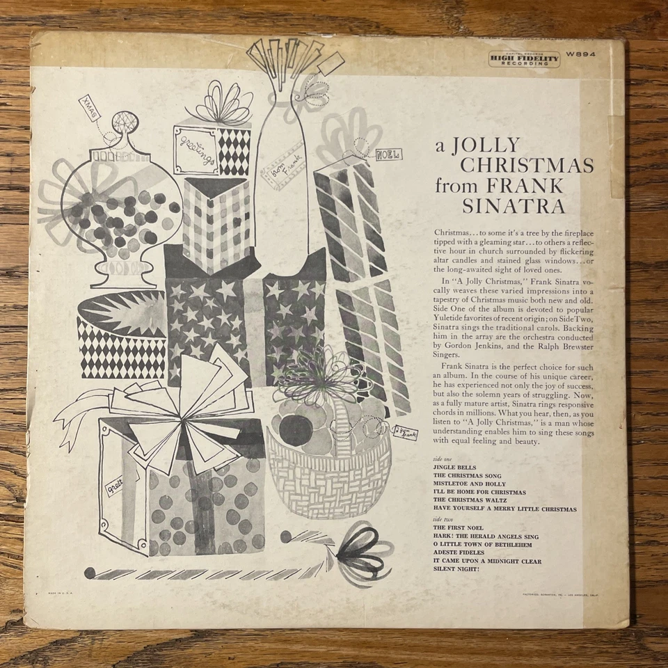 A Jolly Christmas From Frank Sinatra LP Capitol Mono RARE 1st Black Label VG+!!! - Image 4 of 4