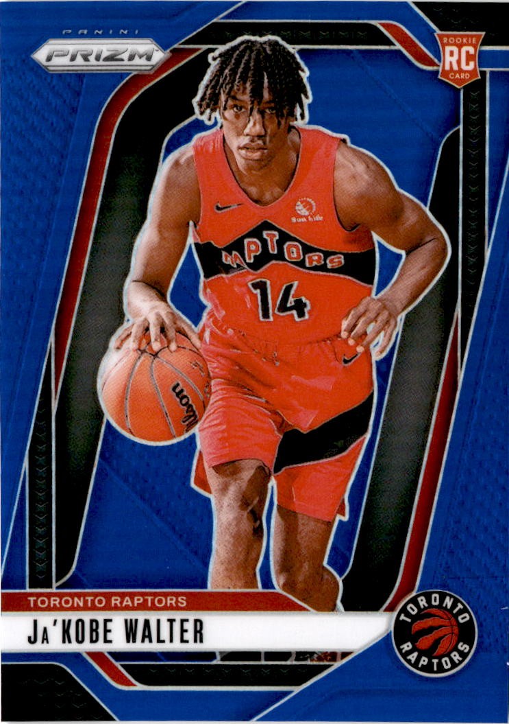 2024-25 Panini Prizm #223 Ja'Kobe Walter Prizms Blue #/199 Toronto Raptors